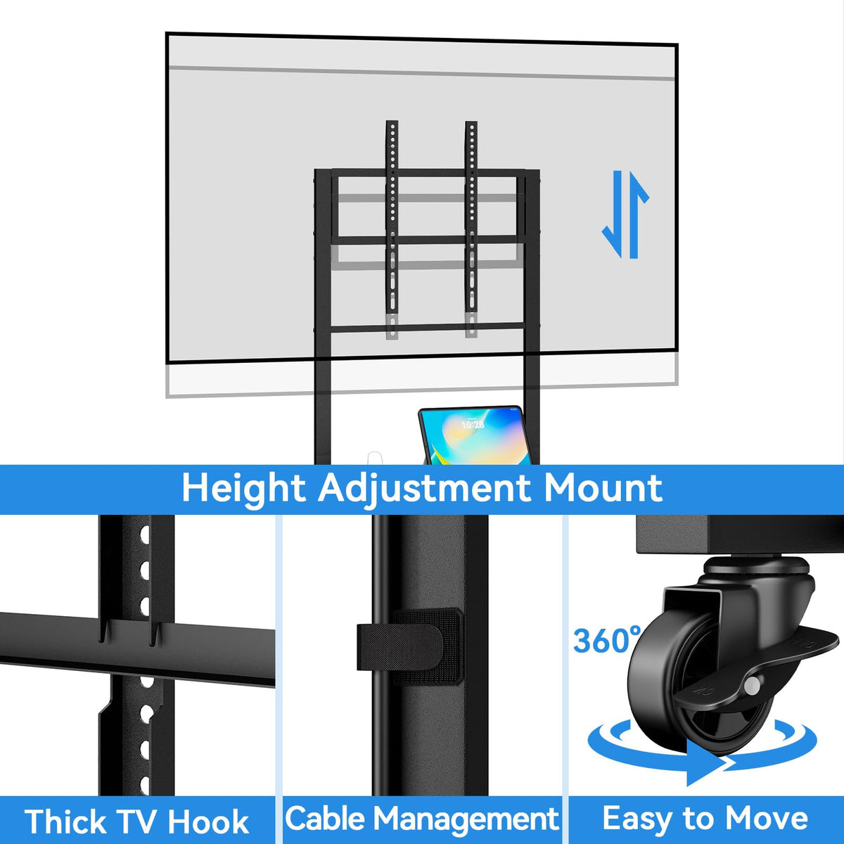 Rolling TV Stand on Wheels for 32-55 Inch TVs E228