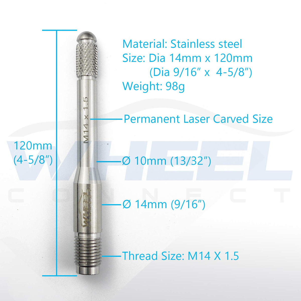 M14X1.5 Stainless Steel Wheel Alignment Pin V2668