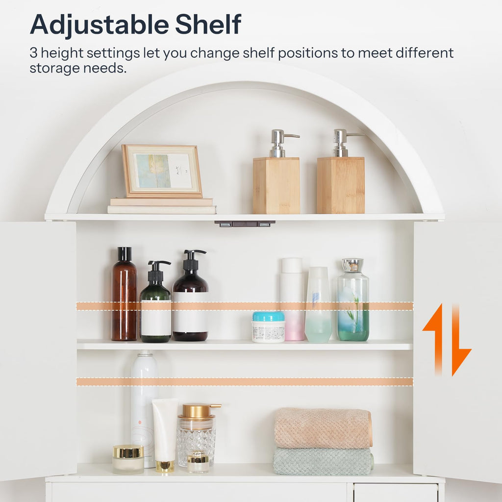 White Over the Toilet Storage Cabinet with Adjustable Shelf B383082