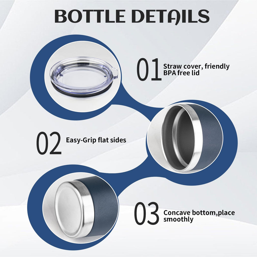 20oz Stainless Steel Travel Coffee Tumbler Navy Blue Y4571