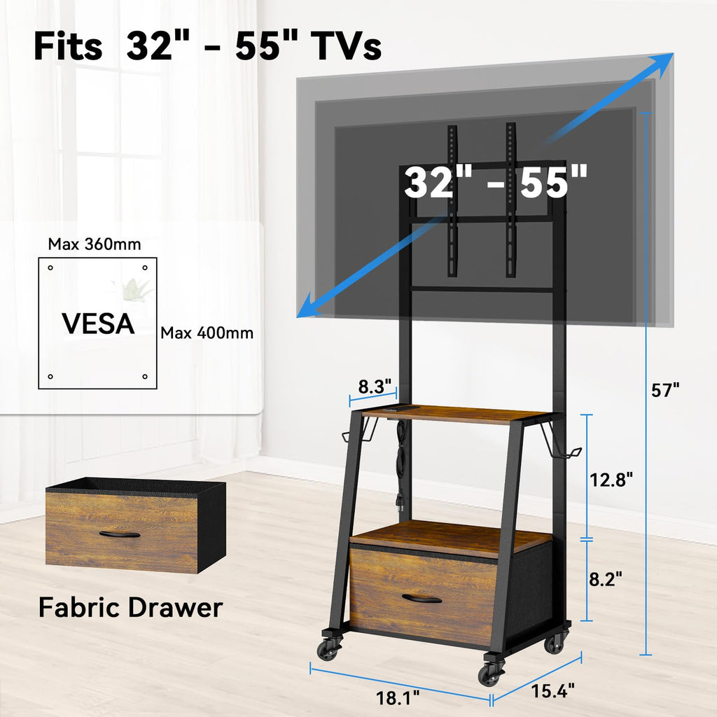 Rolling TV Stand on Wheels for 32-55 Inch TVs E228