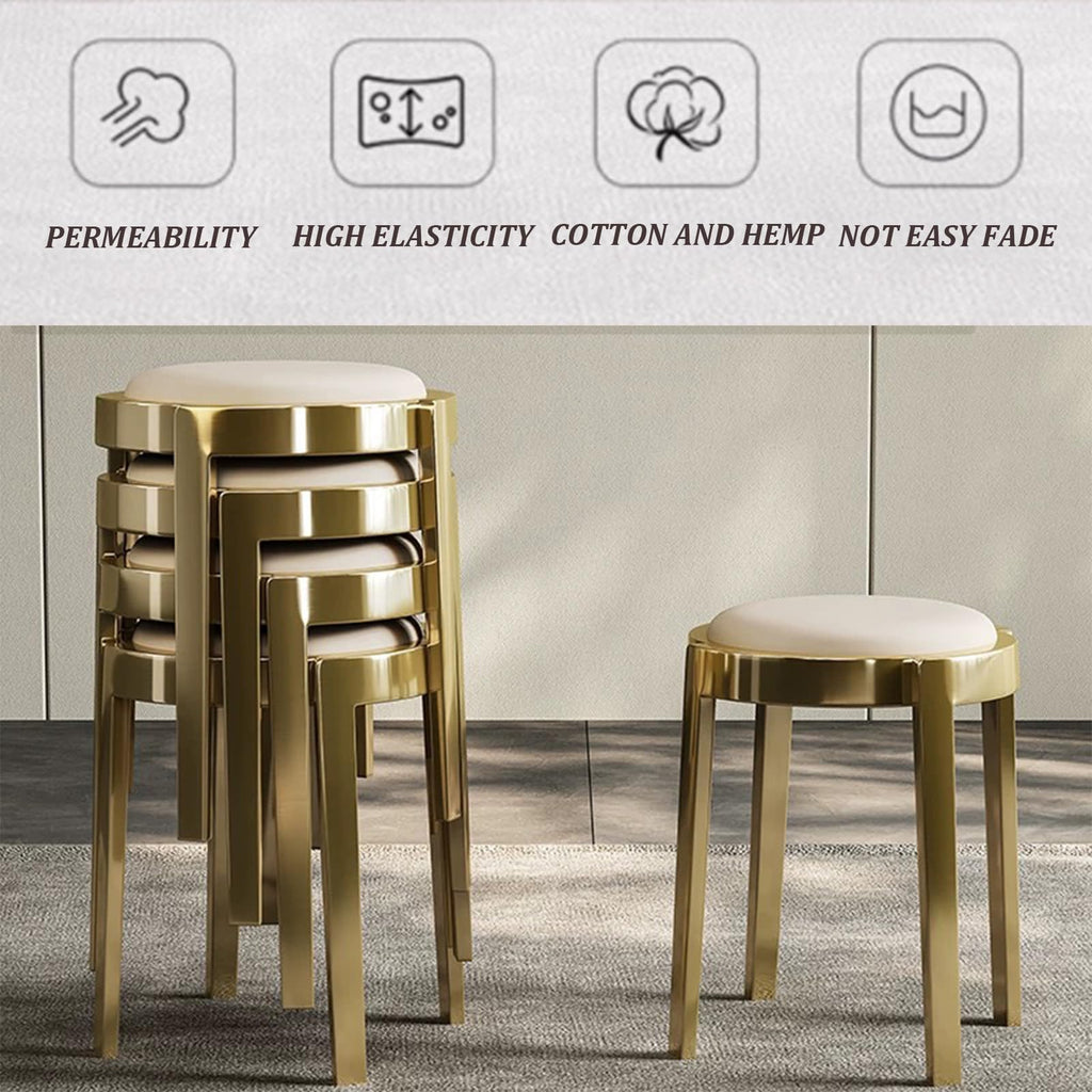 Round Stackable Stainless Steel Microfiber Leather Stools Z464