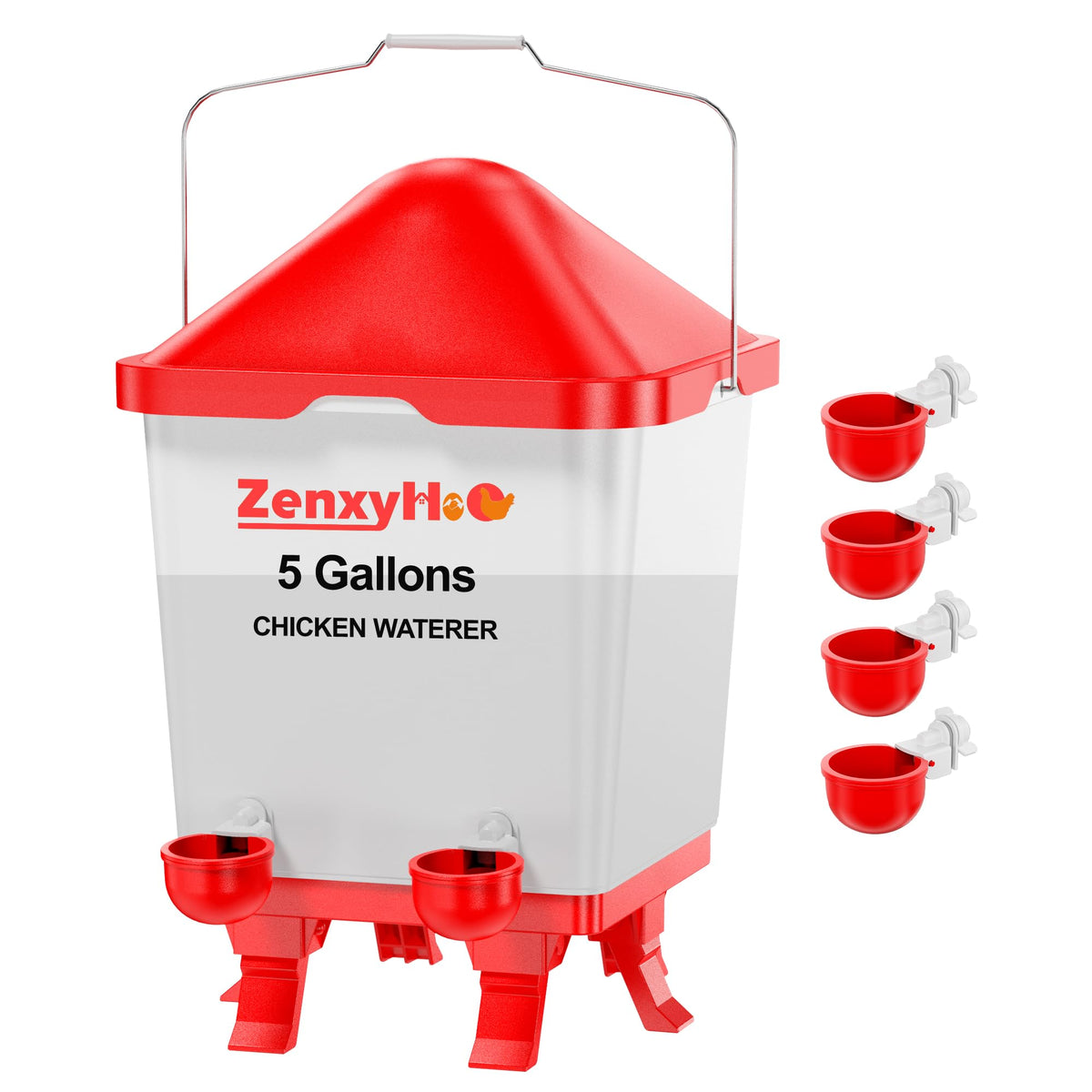 5.0 Gal Chicken Waterer Bucket with 4 Cups P728233