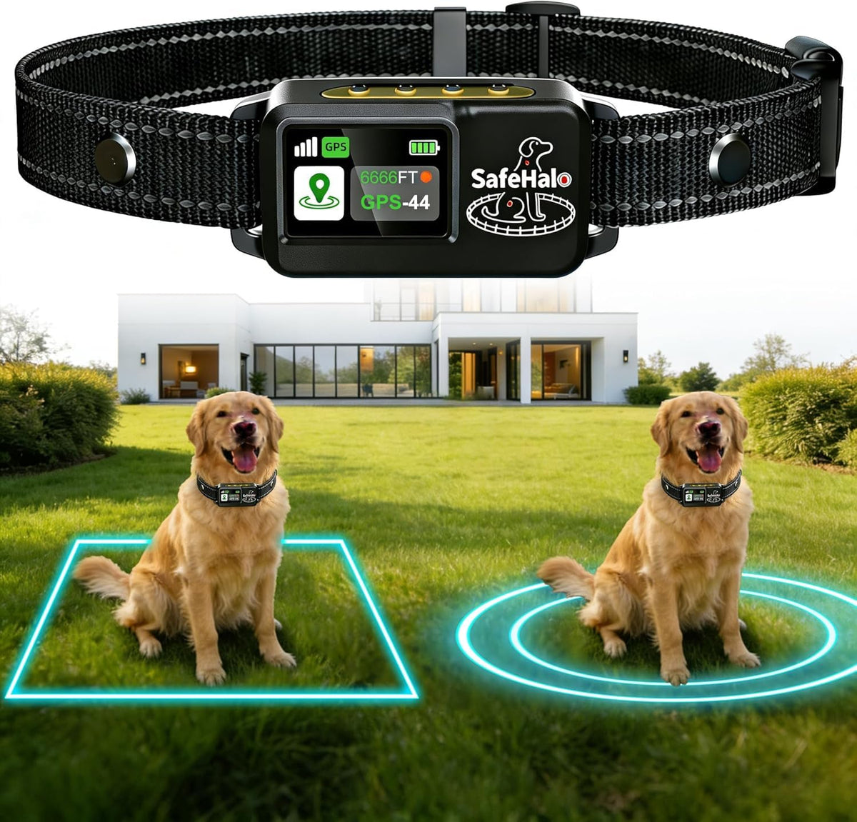 Wireless GPS Dog Fence Collar, 65–9,840 ft Radius, IPX7 Waterproof R313