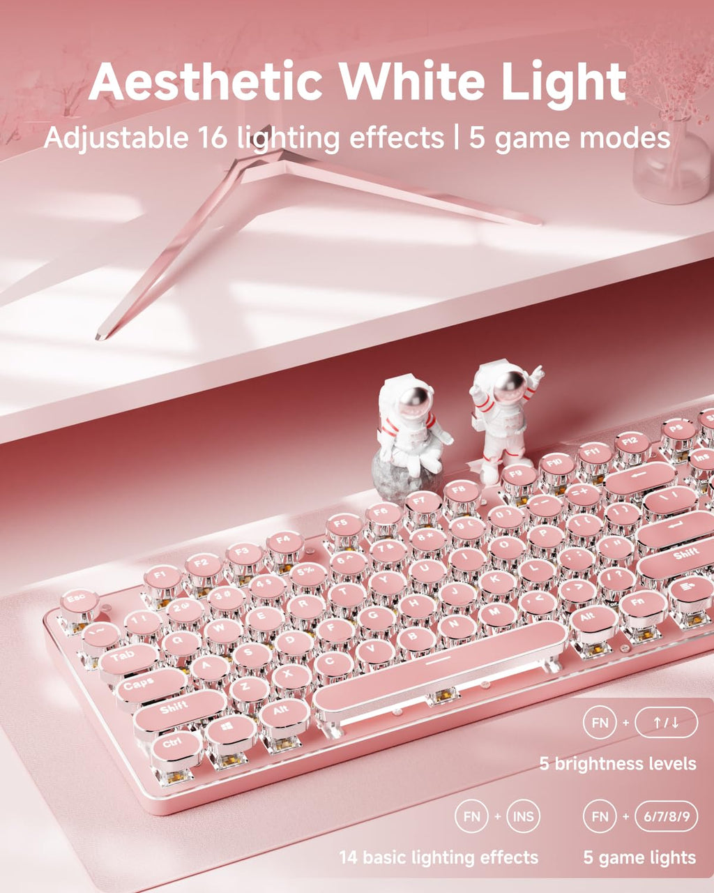 Pink Wireless Mechanical Keyboard H4670