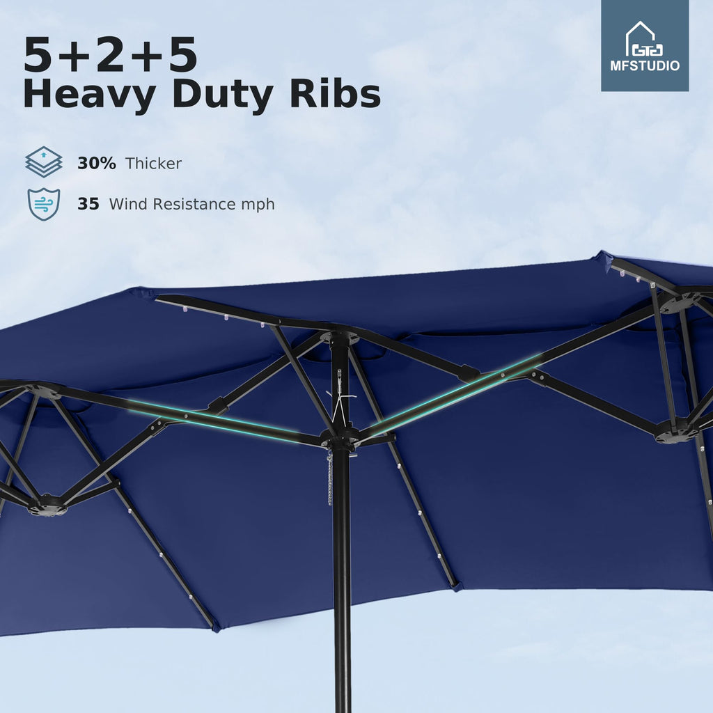 Navy Blue Double-Sided 15ft Patio Umbrella P104