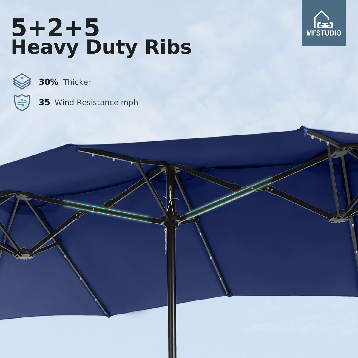 Navy Blue Double-Sided 15ft Patio Umbrella P104