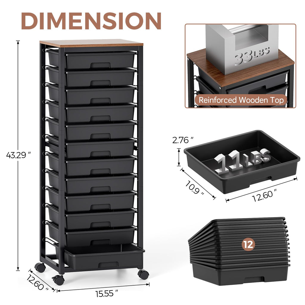 Rolling Cart with 12 Drawers L14453