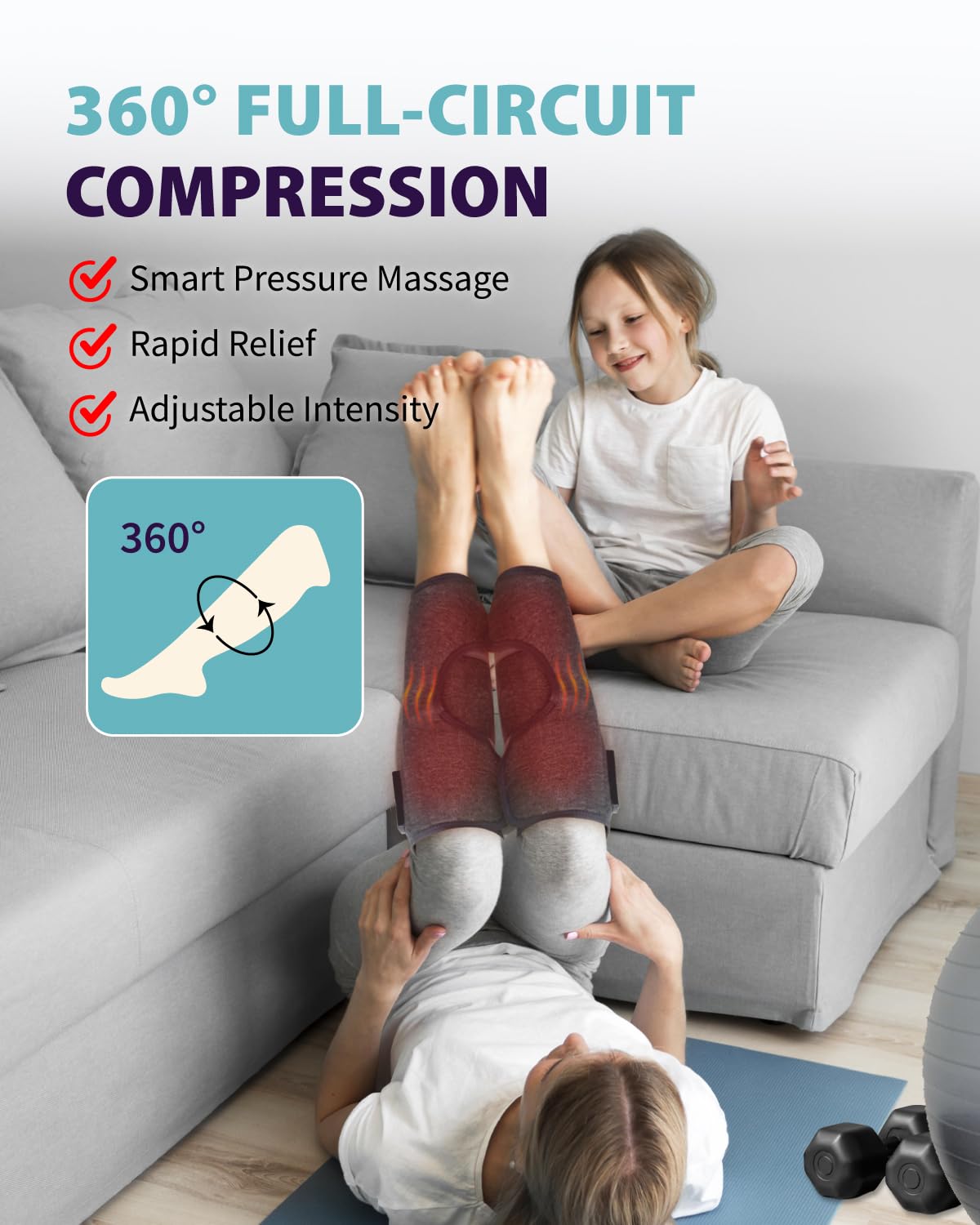 Wireless Air Compression Leg Massager with Heat, 4 Modes, Set of 2 G210096