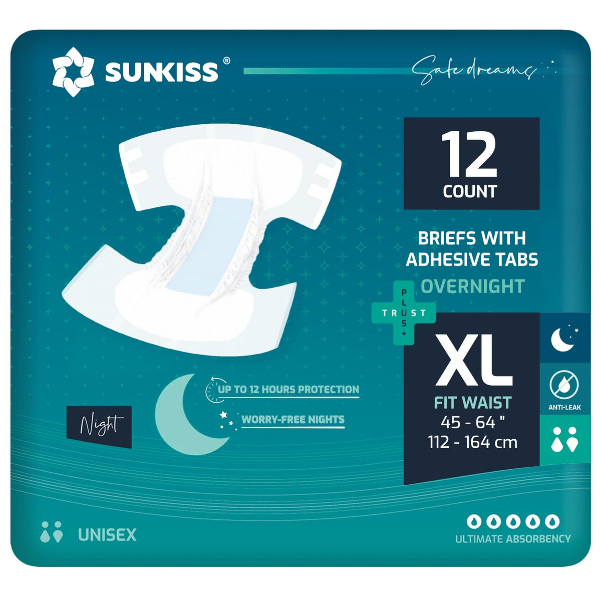 Adult Diapers XLarge 12 Count & Wet Wipes 200 Count Bundle J412376