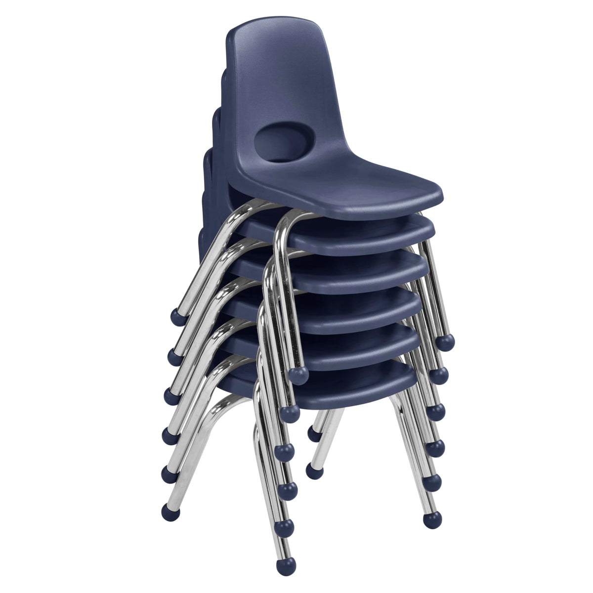 12" School Stack Chair with Ball Glides, Navy, 6-Pack W460