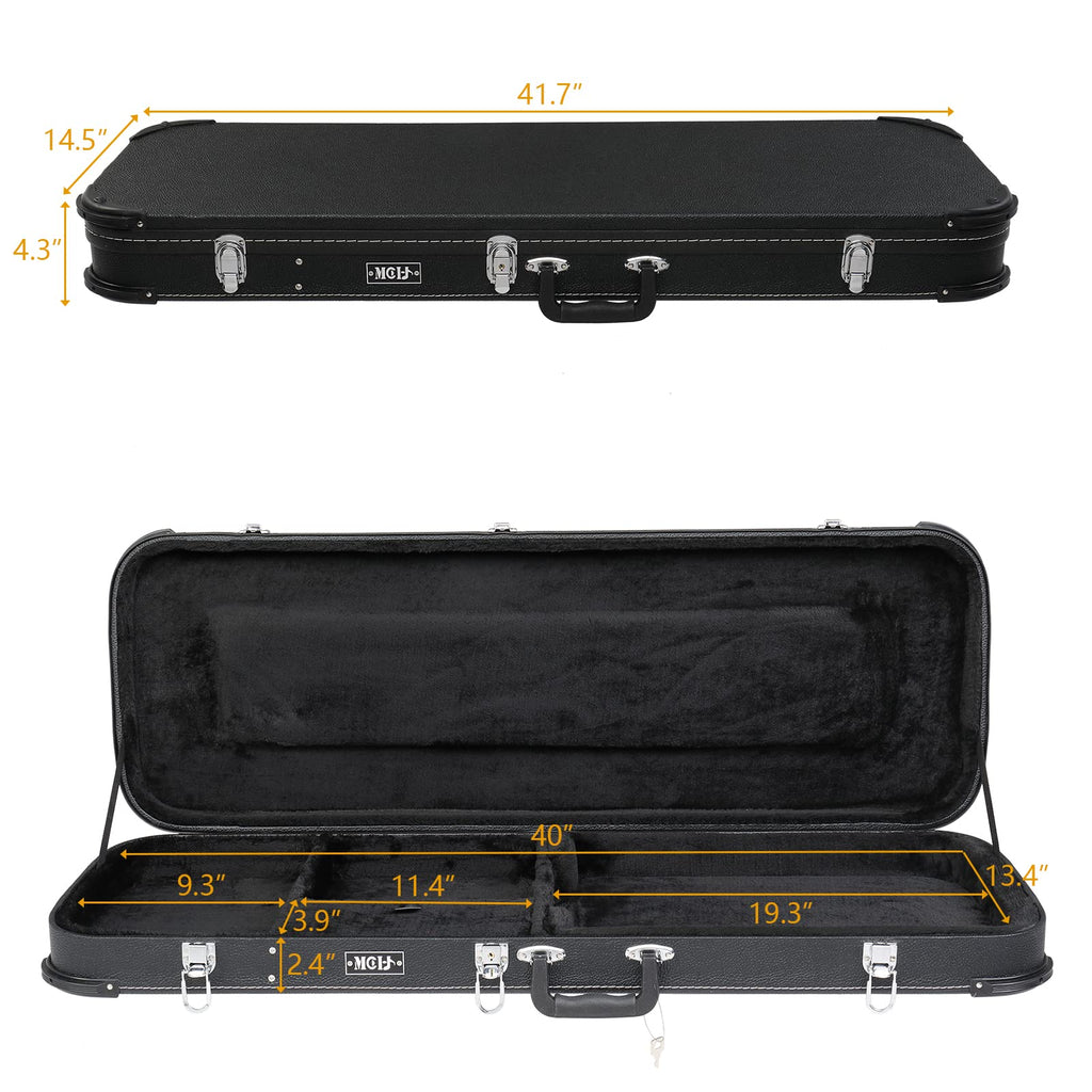 Black Electric Guitar Wood Hard Case with Handle B6016