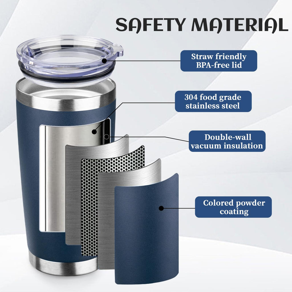 20oz Stainless Steel Travel Coffee Tumbler Navy Blue Y4571