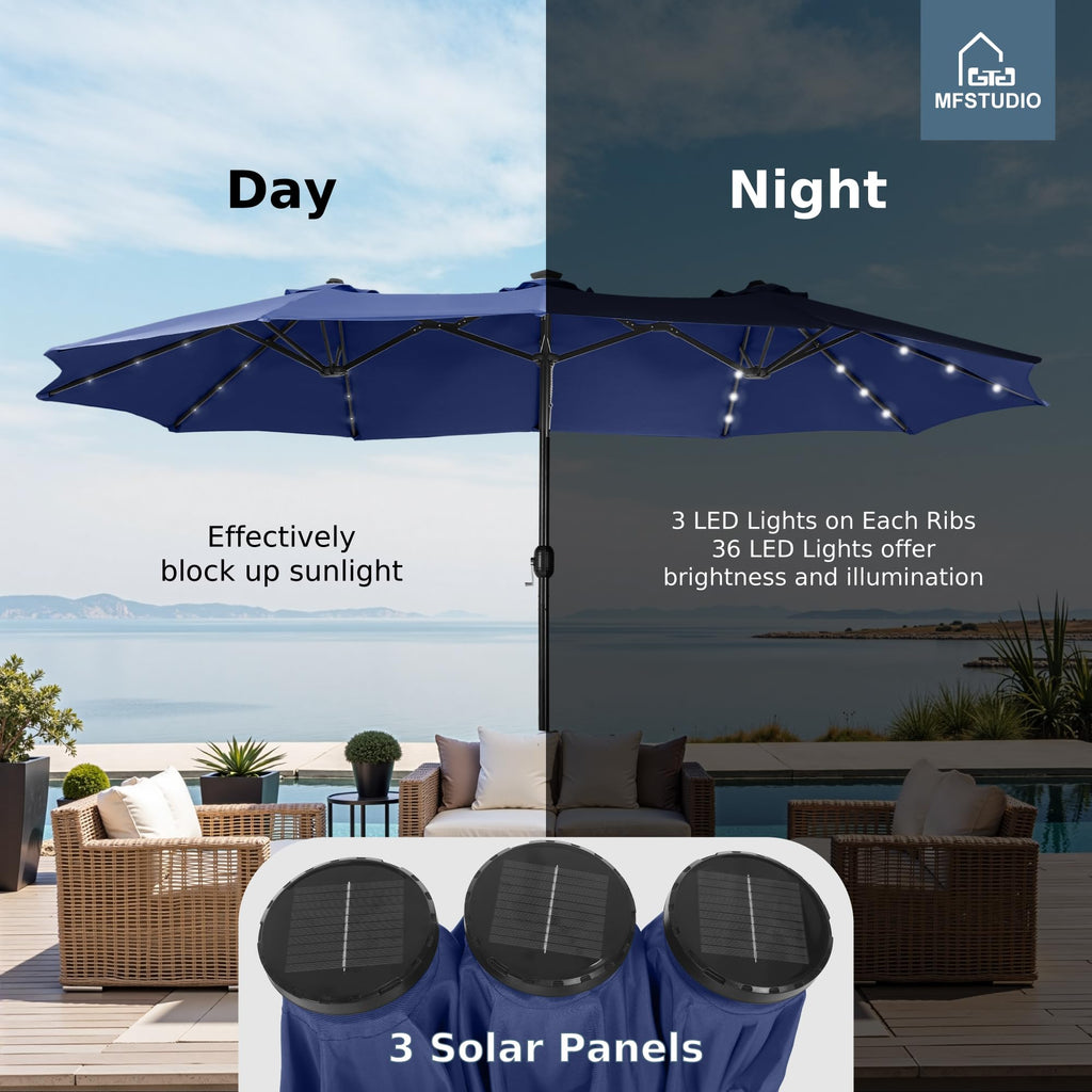 Navy Blue Double-Sided 15ft Patio Umbrella P104