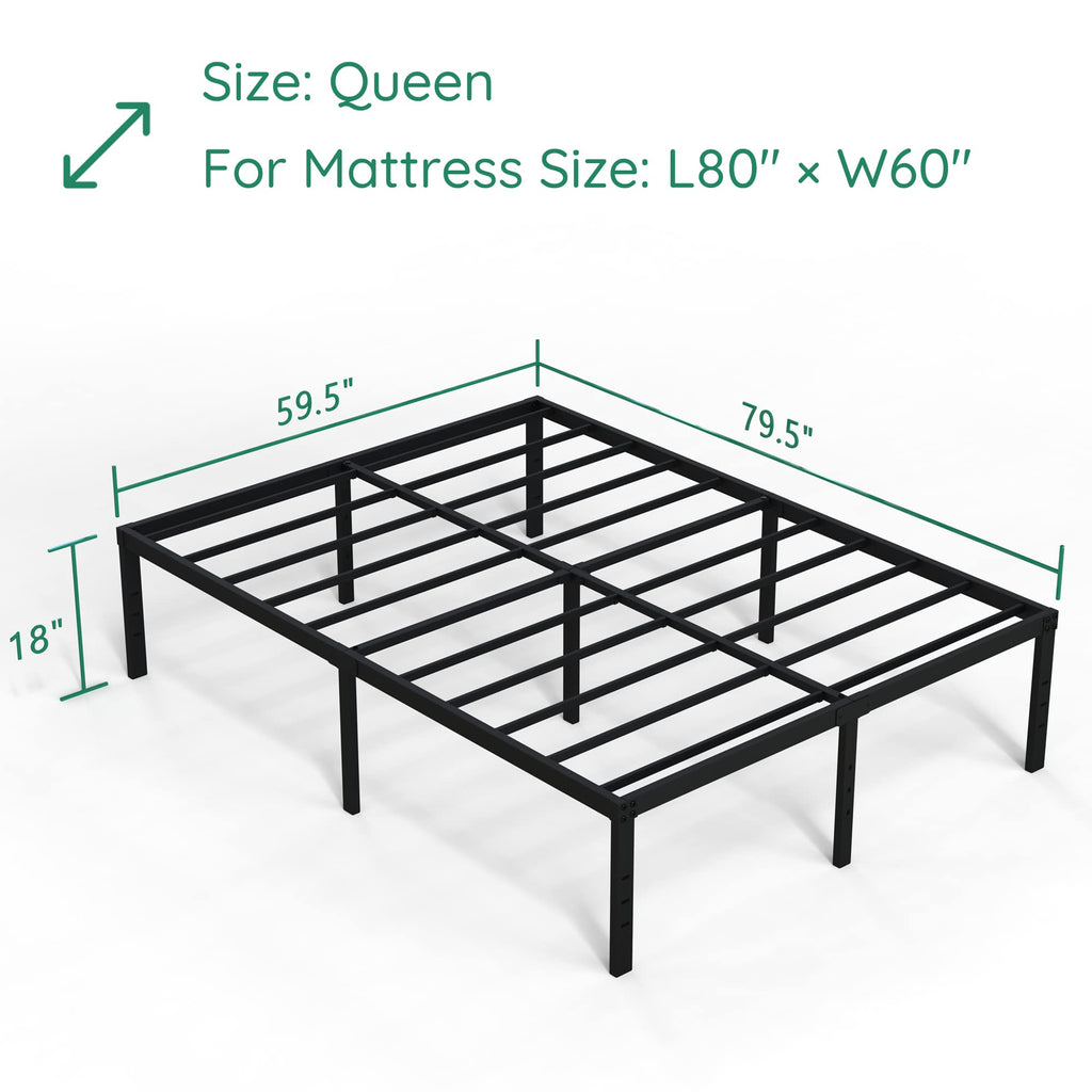 18 Inch High Queen Size Bed Frame with Storage O746