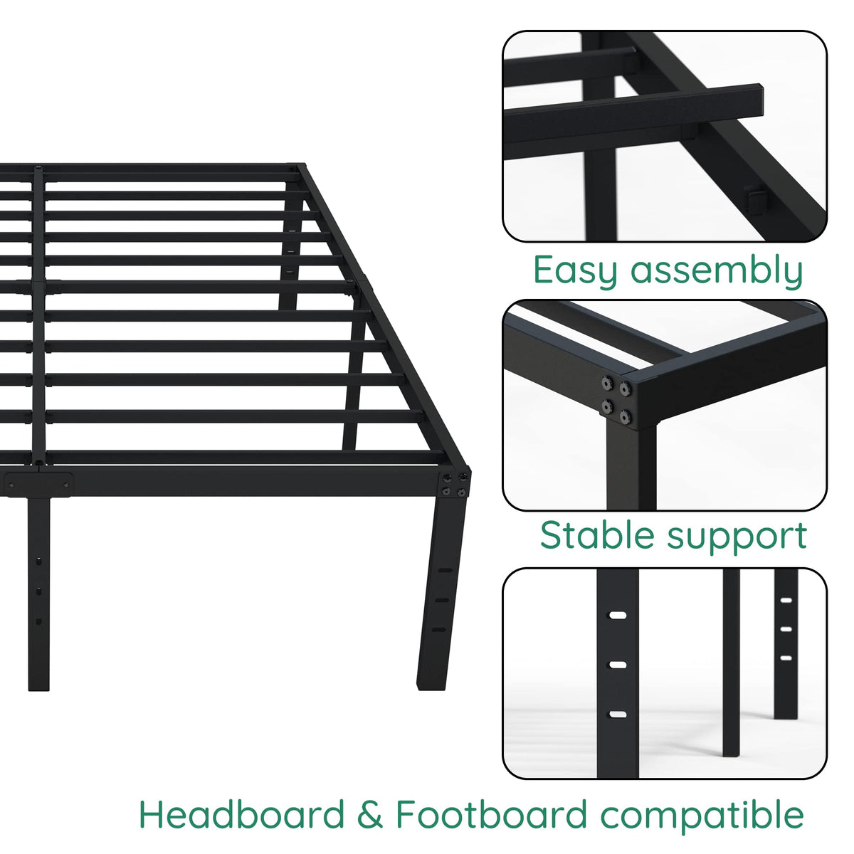18 Inch High Queen Size Bed Frame with Storage O746