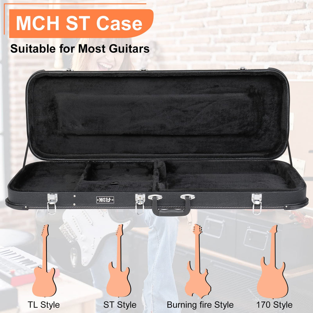 Black Electric Guitar Wood Hard Case with Handle B6016