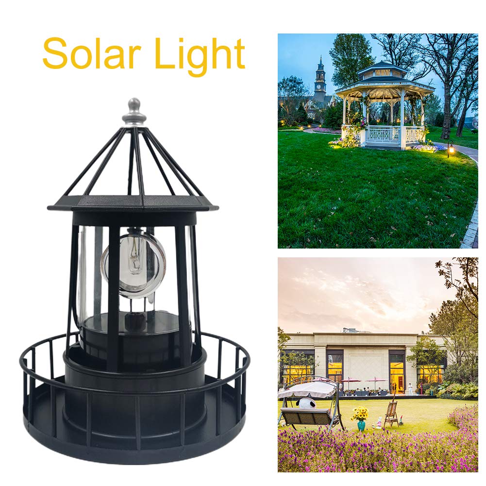 Solar Powered Lighthouse LED Rotating Waterproof Lawn Light B2633