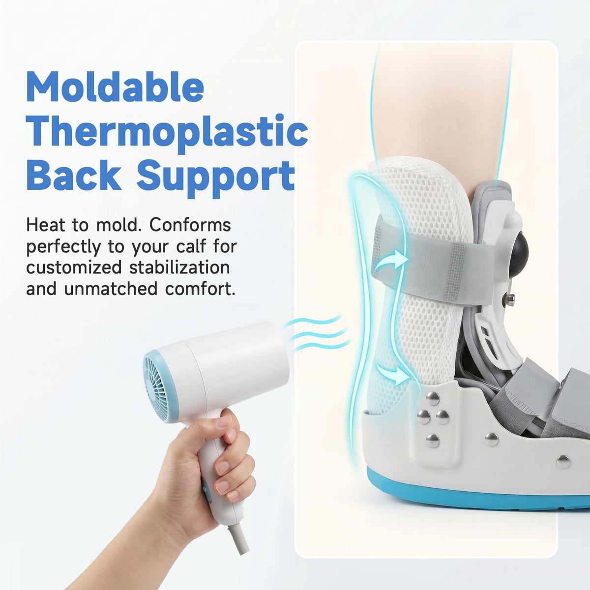 Short Orthopedic Medical Walker Boot with Moldable Thermoplastic Back Support (Large) L91189