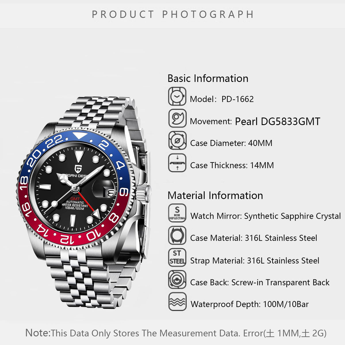 Automatic 40MM Date 100M Waterproof Stainless Steel Sapphire Glass Men Watch C858