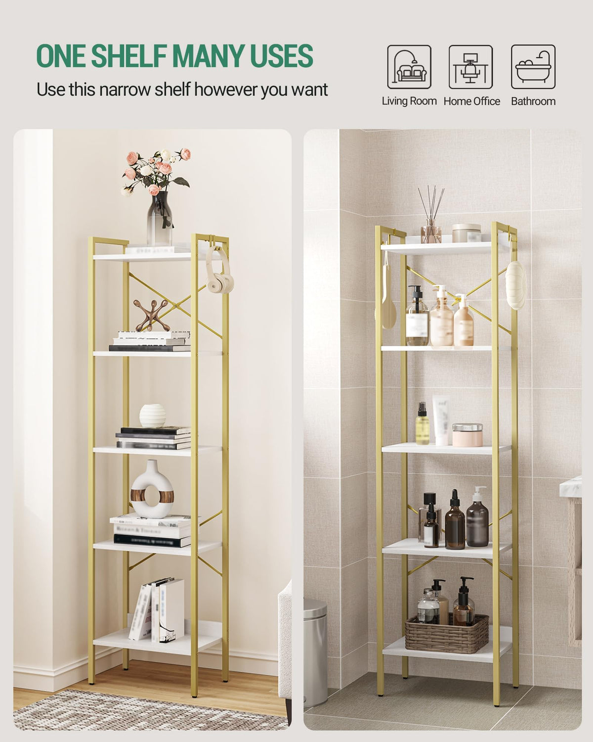 Bookshelf with 2 Hooks V13533