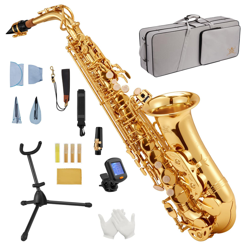 Alto Saxophone Brass Student Beginner Kit with Hard Case U50638