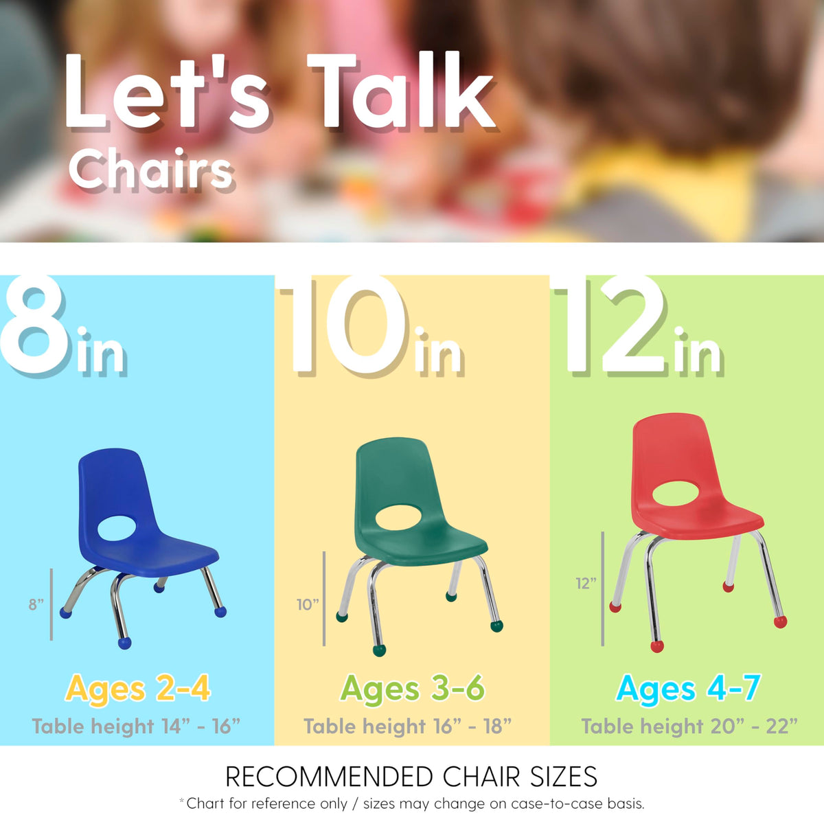 12" School Stack Chair with Ball Glides, Navy, 6-Pack W460