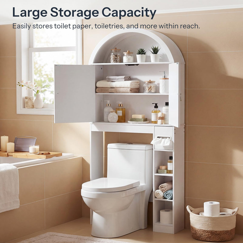 White Over the Toilet Storage Cabinet with Adjustable Shelf B383082