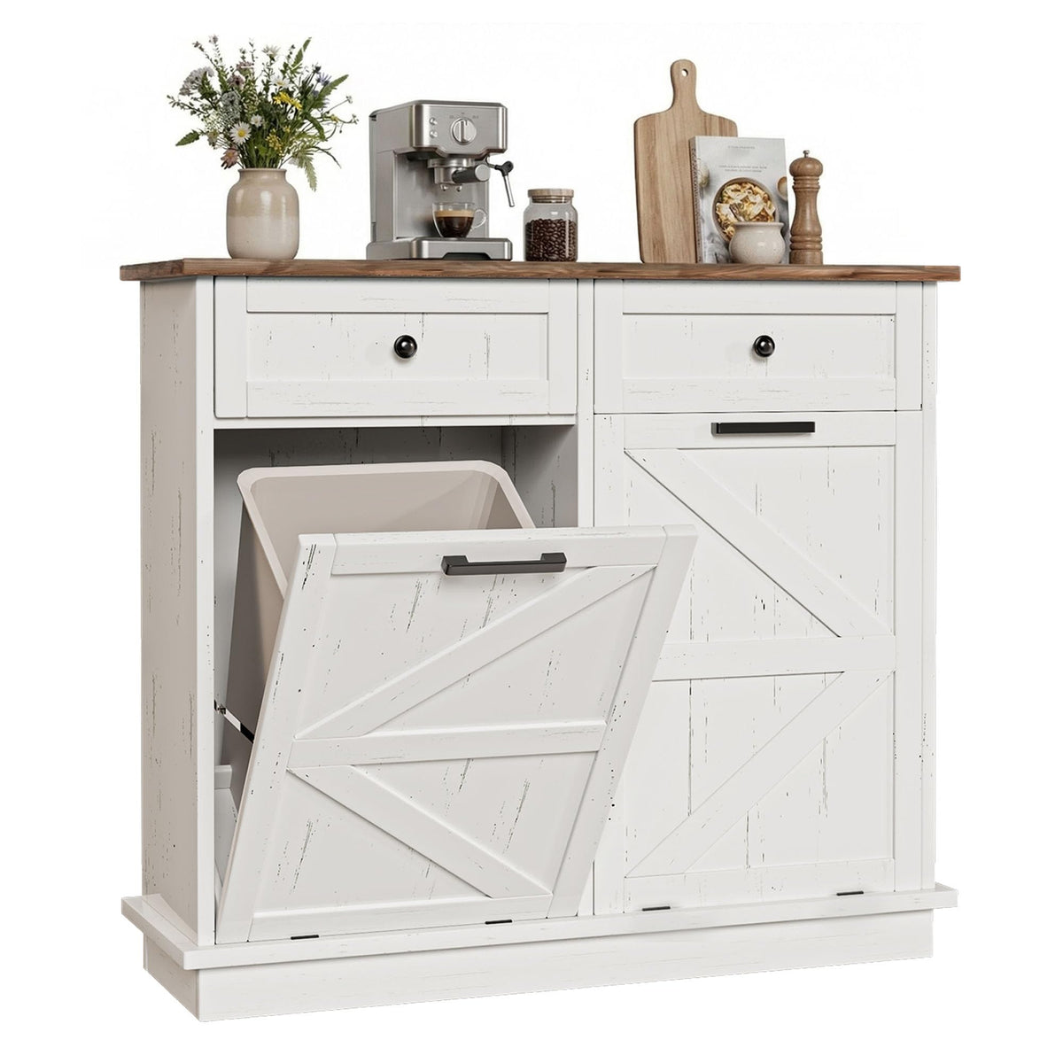 10 Gallon Double Tilt Out Trash Can Cabinet T433