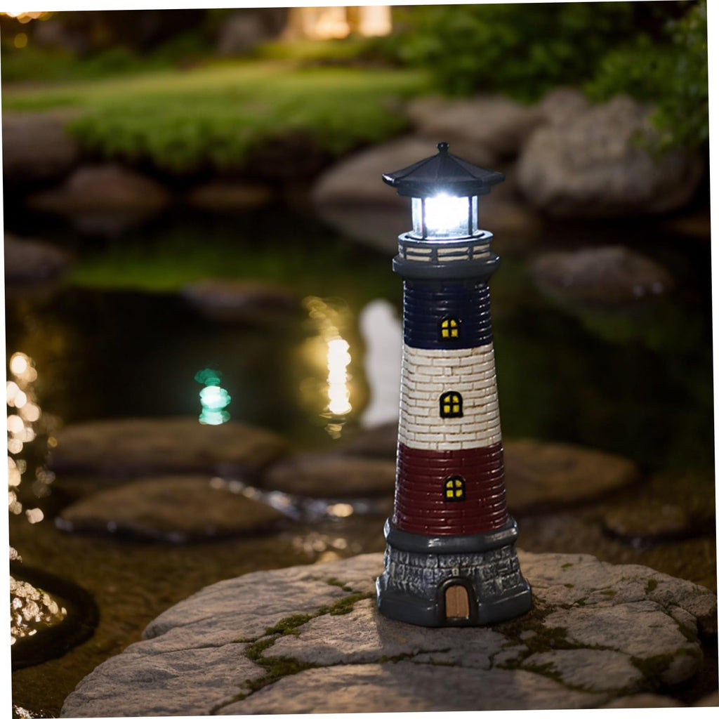 15" Tall Waterproof Resin Lighthouse Lamp with Rotating LED O474551