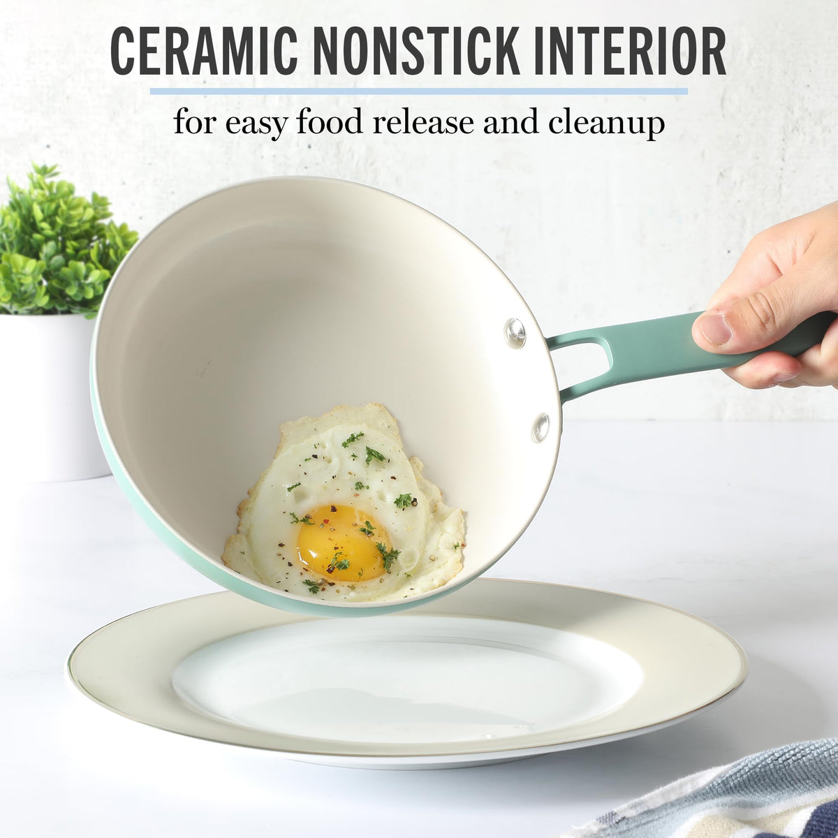 12 Piece Nonstick Ceramic Aluminum Cookware Set Teal L99268