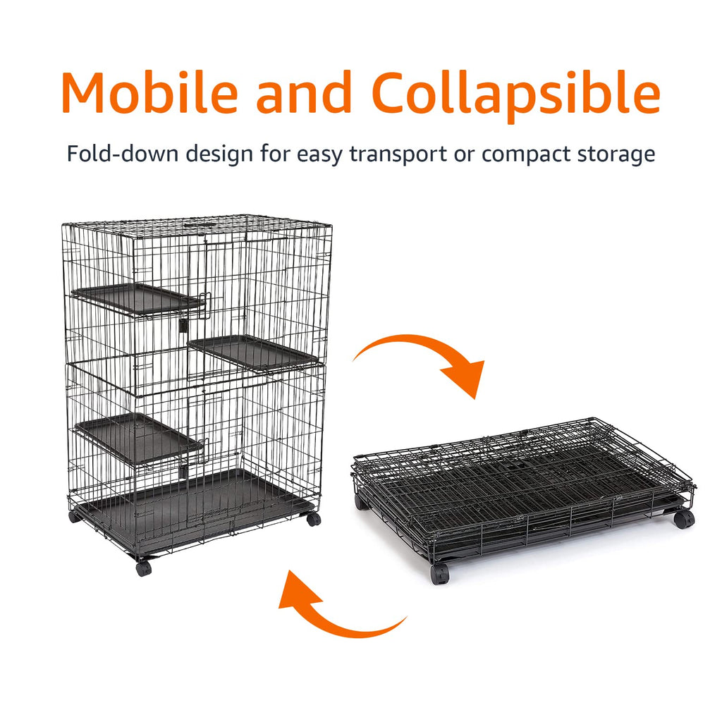 Large 3-Tier Cat Cage Playpen with Removable Tray, Black I141