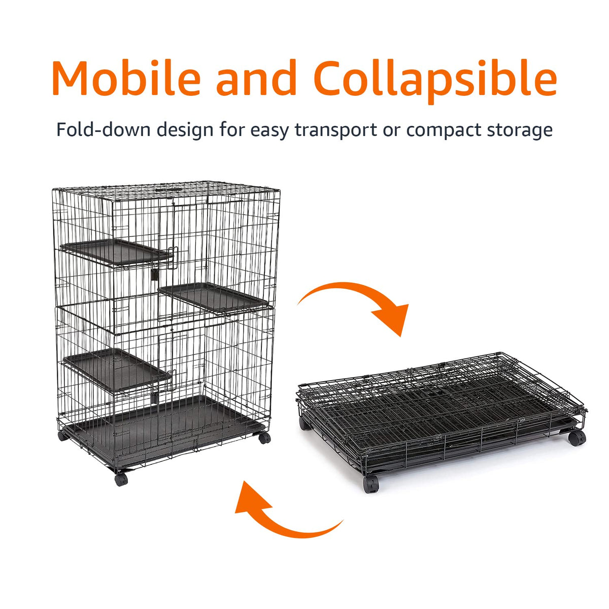 Large 3-Tier Cat Cage Playpen with Removable Tray, Black I141