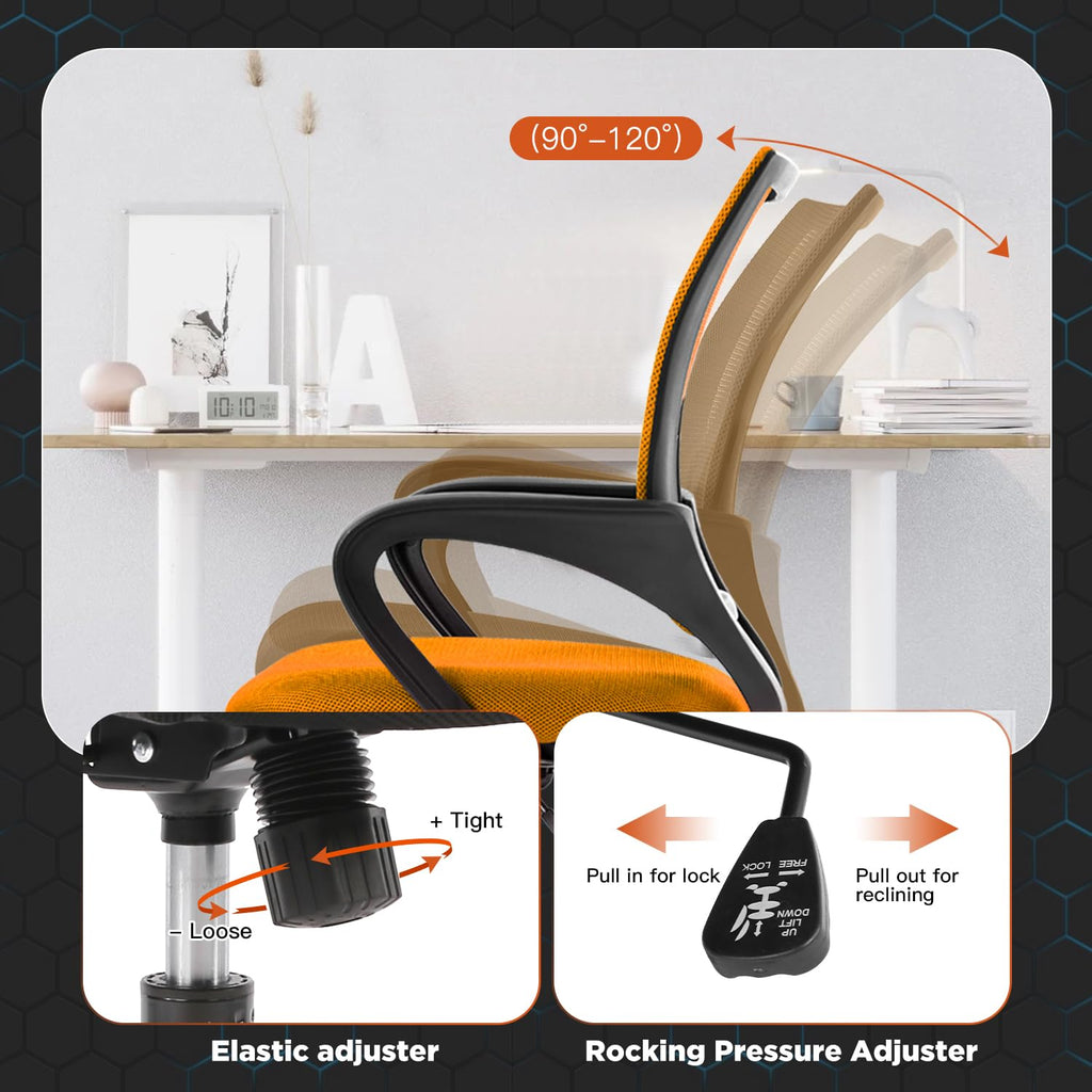 Orange Mesh Ergonomic Office Chair with Lumbar Support R3409