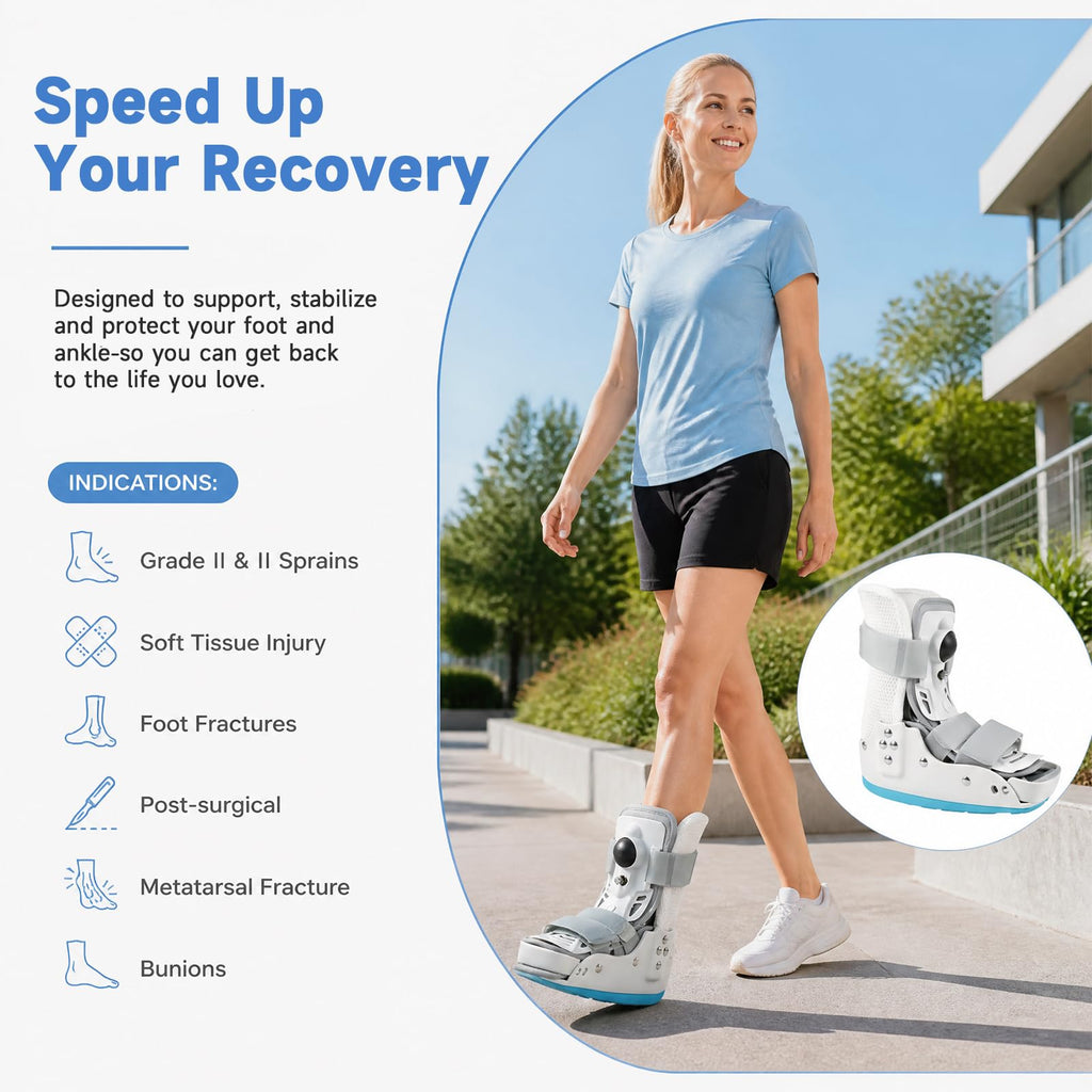 Short Orthopedic Medical Walker Boot with Moldable Thermoplastic Back Support (Large) L91189