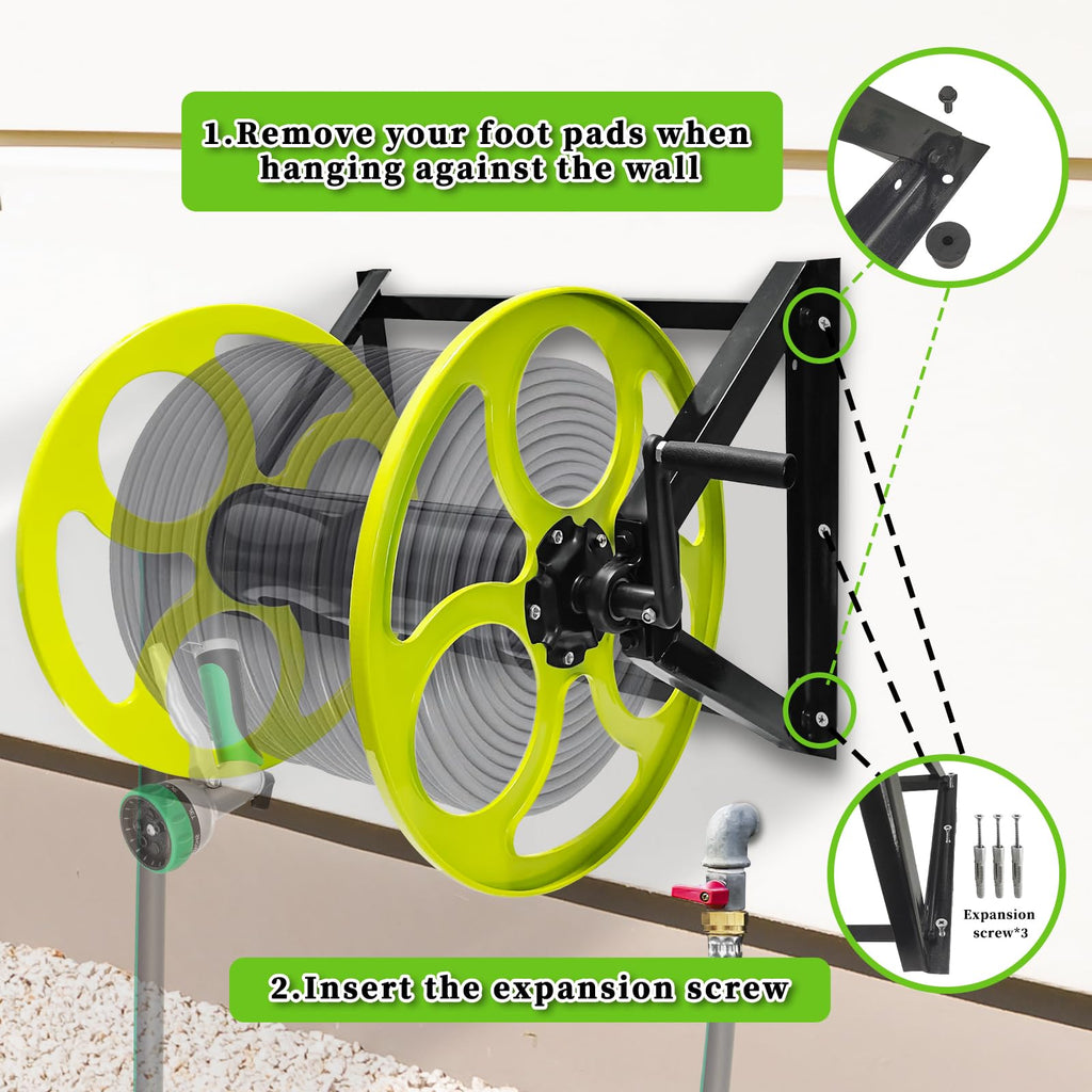 Wall Mount Garden Hose Reel 400FT Q300022