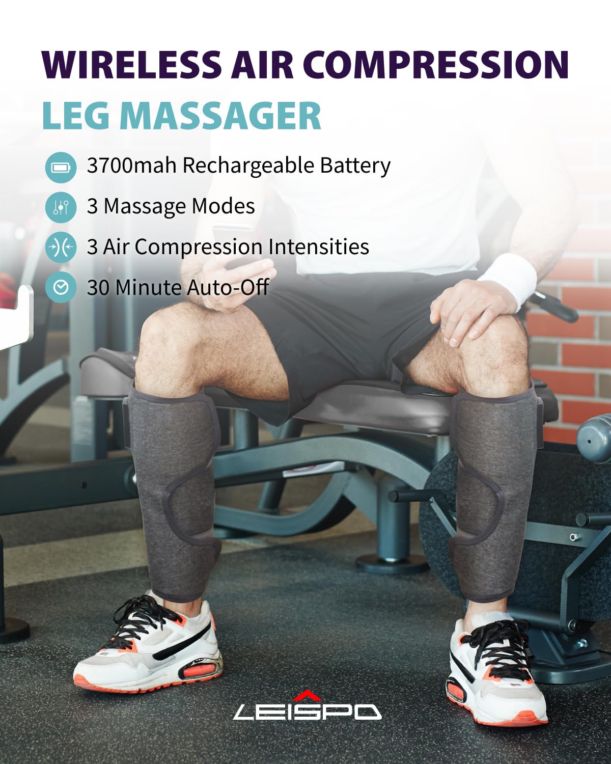 Wireless Air Compression Leg Massager with Heat, 4 Modes, Set of 2 G210096