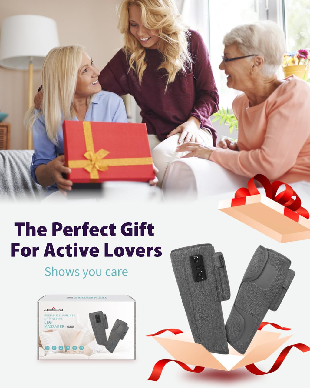 Wireless Air Compression Leg Massager with Heat, 4 Modes, Set of 2 G210096