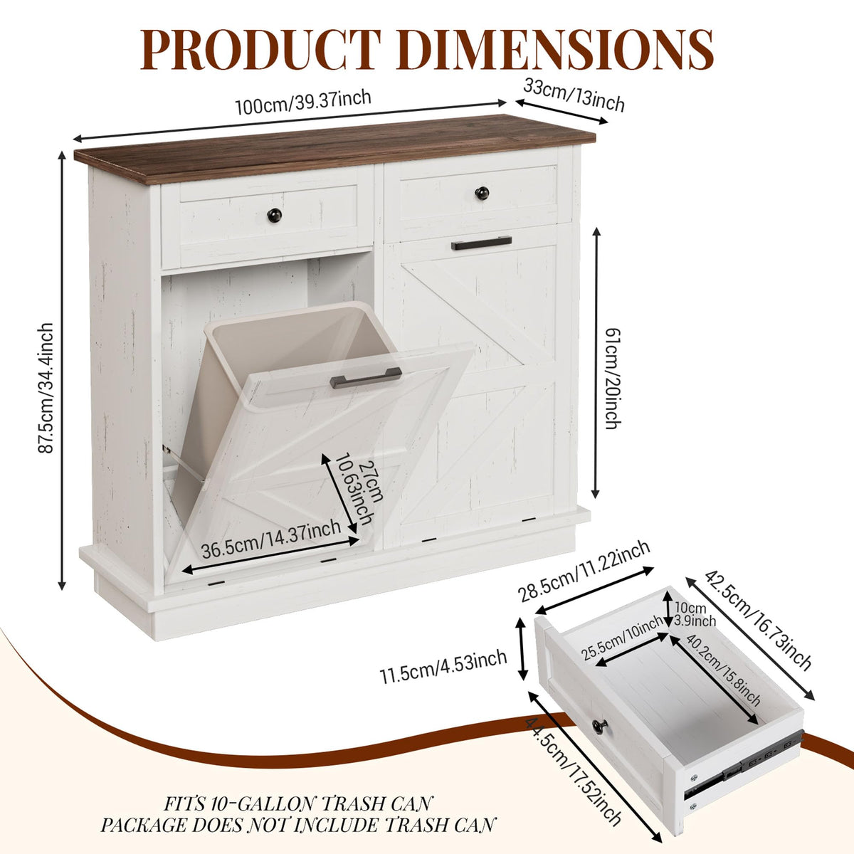 10 Gallon Double Tilt Out Trash Can Cabinet T433