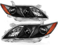 Black Housing Amber Reflector Clear Lens Headlight Assembly Pair Y83952
