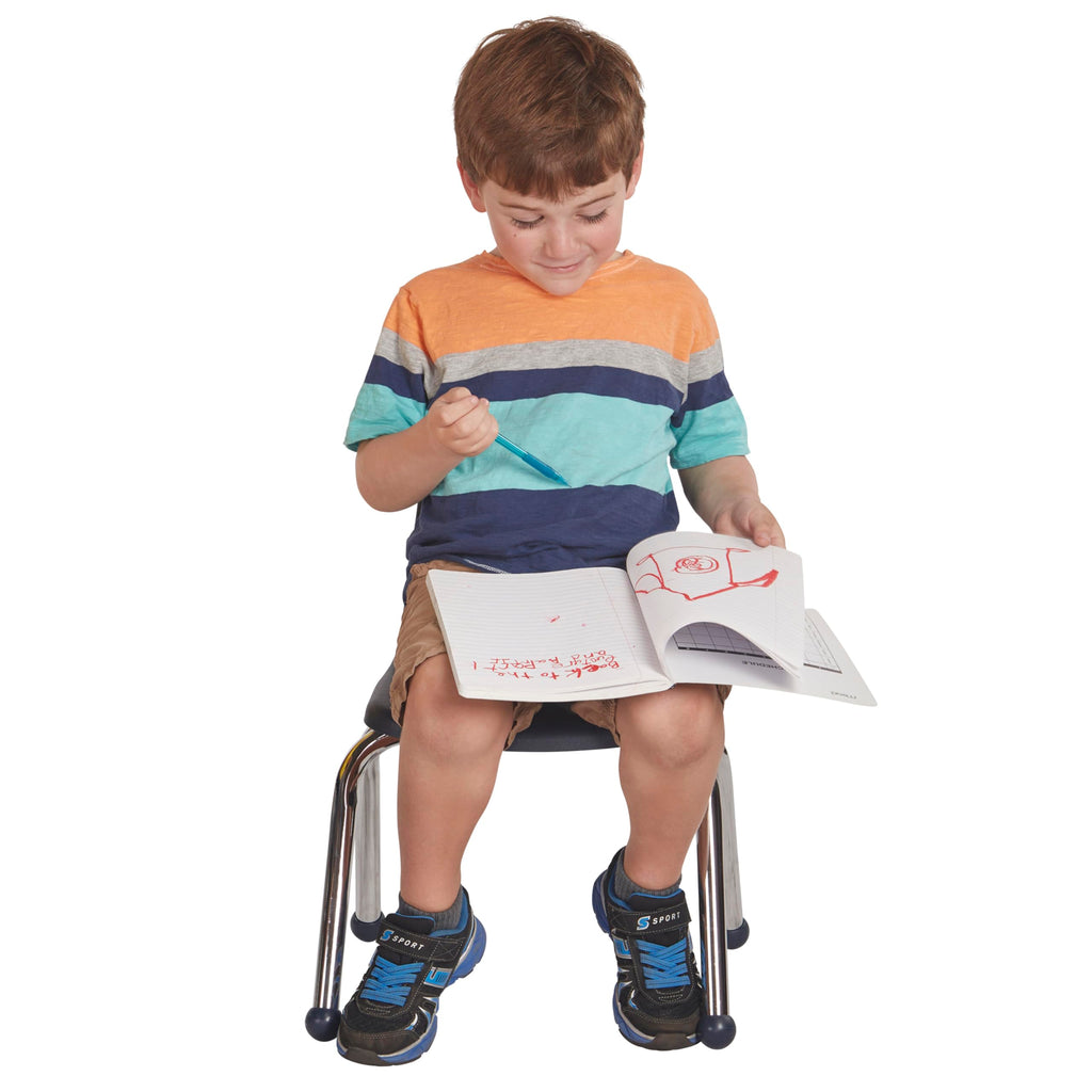 12" School Stack Chair with Ball Glides, Navy, 6-Pack W460