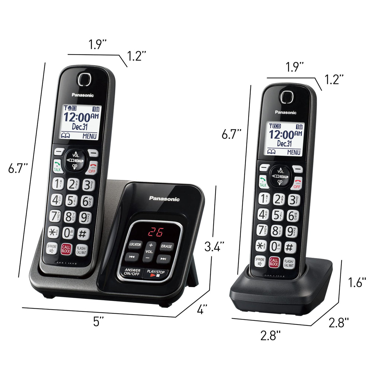 Cordless Phone with Answering Machine, 3 Handset M616880
