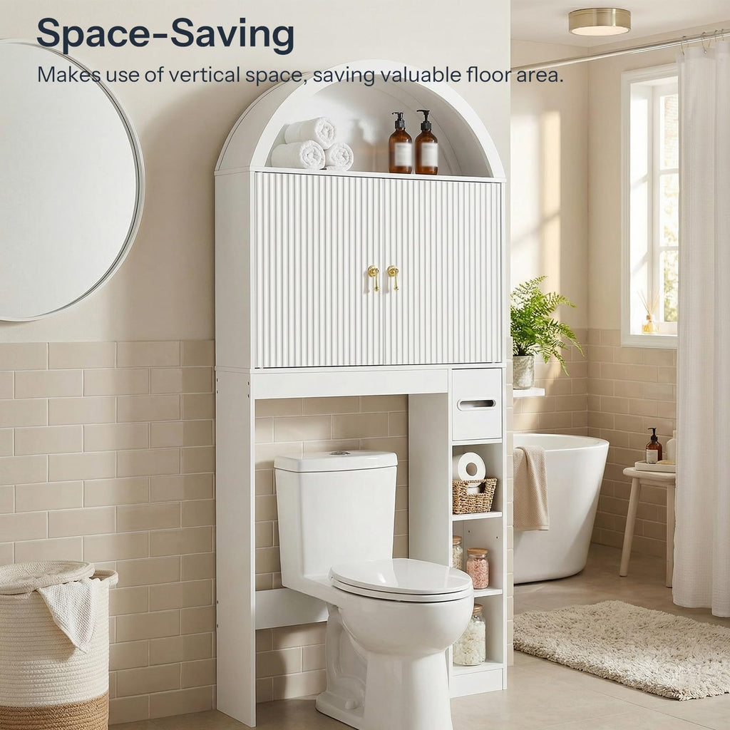 White Over the Toilet Storage Cabinet with Adjustable Shelf B383082