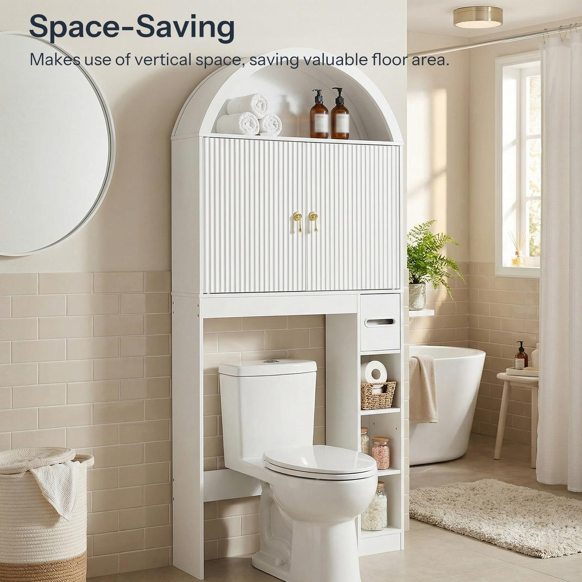 White Over the Toilet Storage Cabinet with Adjustable Shelf B383082