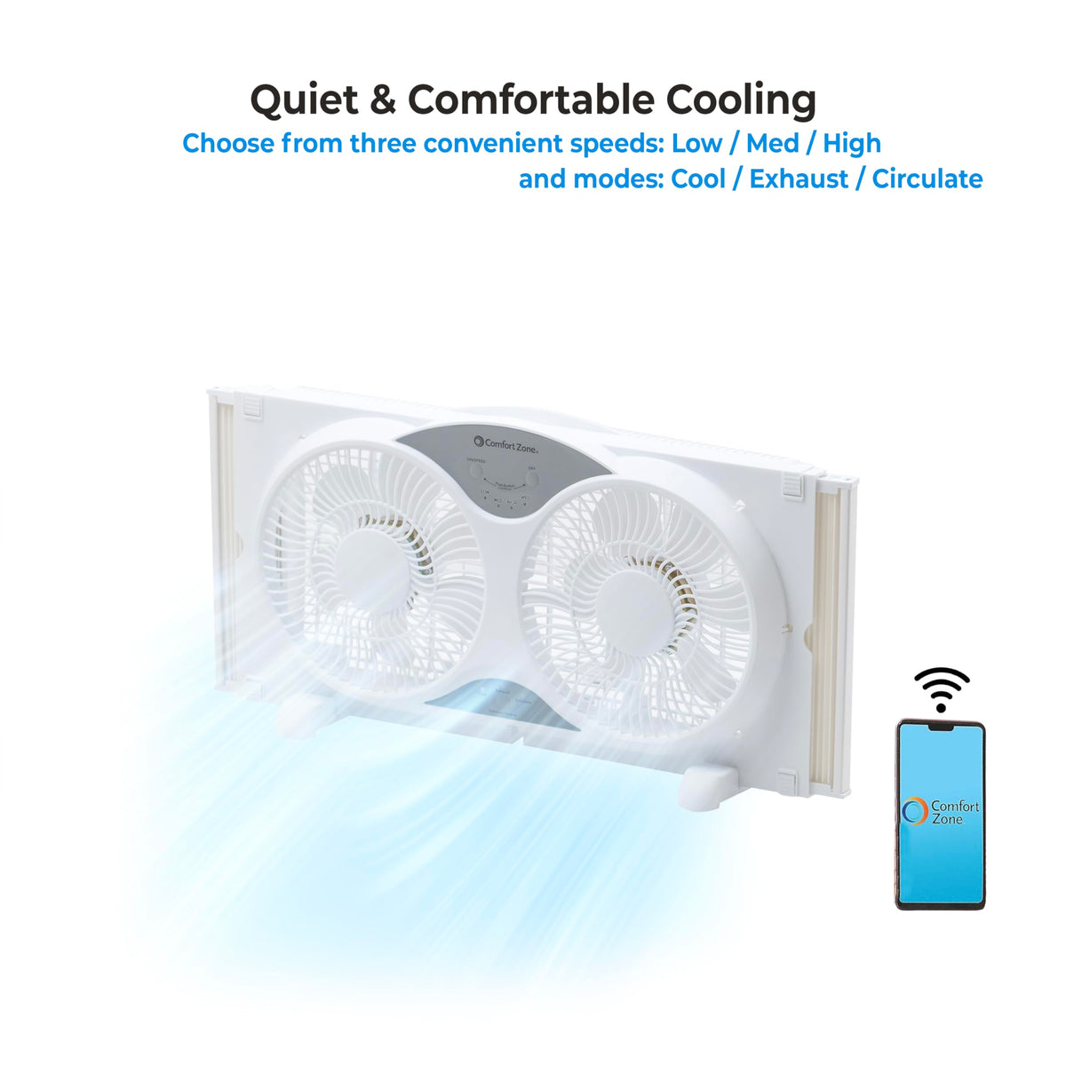 9-Inch Smart WiFi Twin Window Fan with App & Voice Control L155
