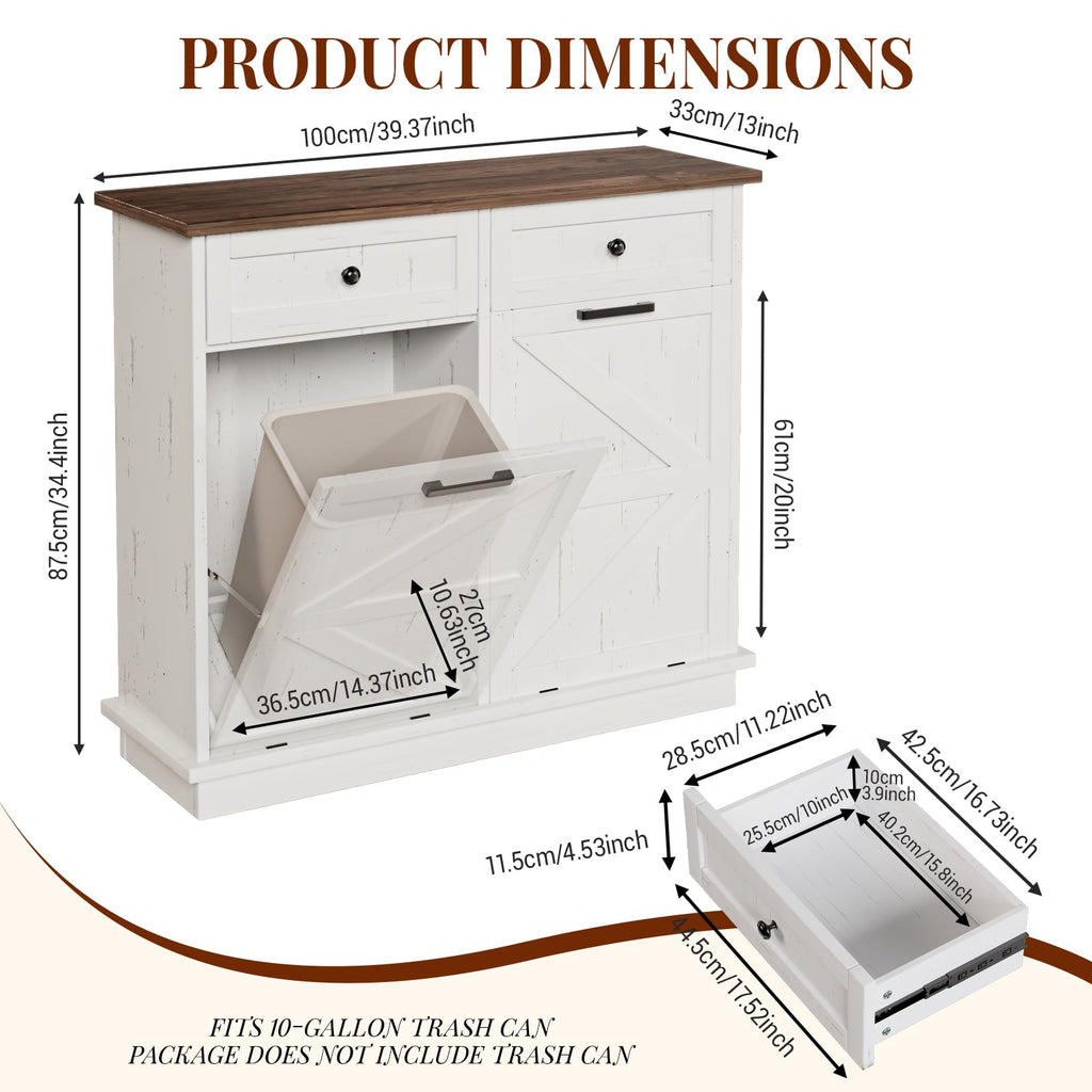 White 20 Gallon Tilt Out Trash Can Cabinet N800462