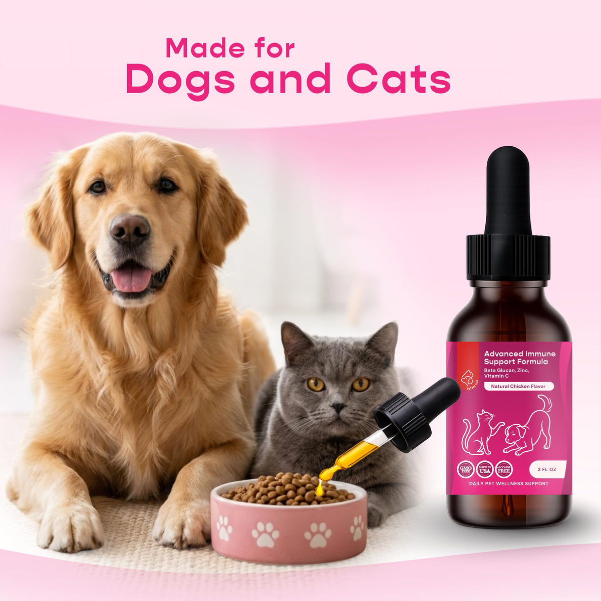 Liquid Pet Supplement with Astragalus, Elderberry, Echinacea & Beta Glucan, 2 fl oz O35374