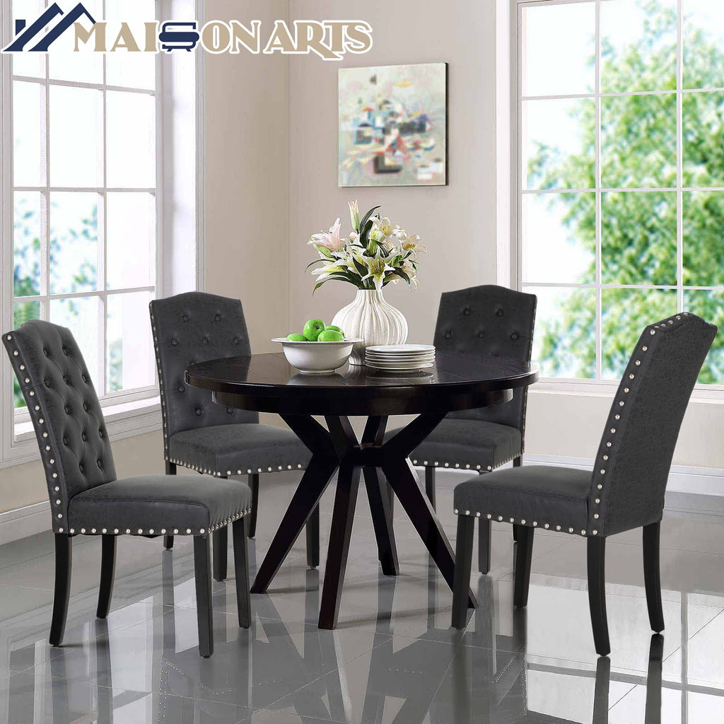 Black Faux Leather Dining Chairs Set of 2 C115