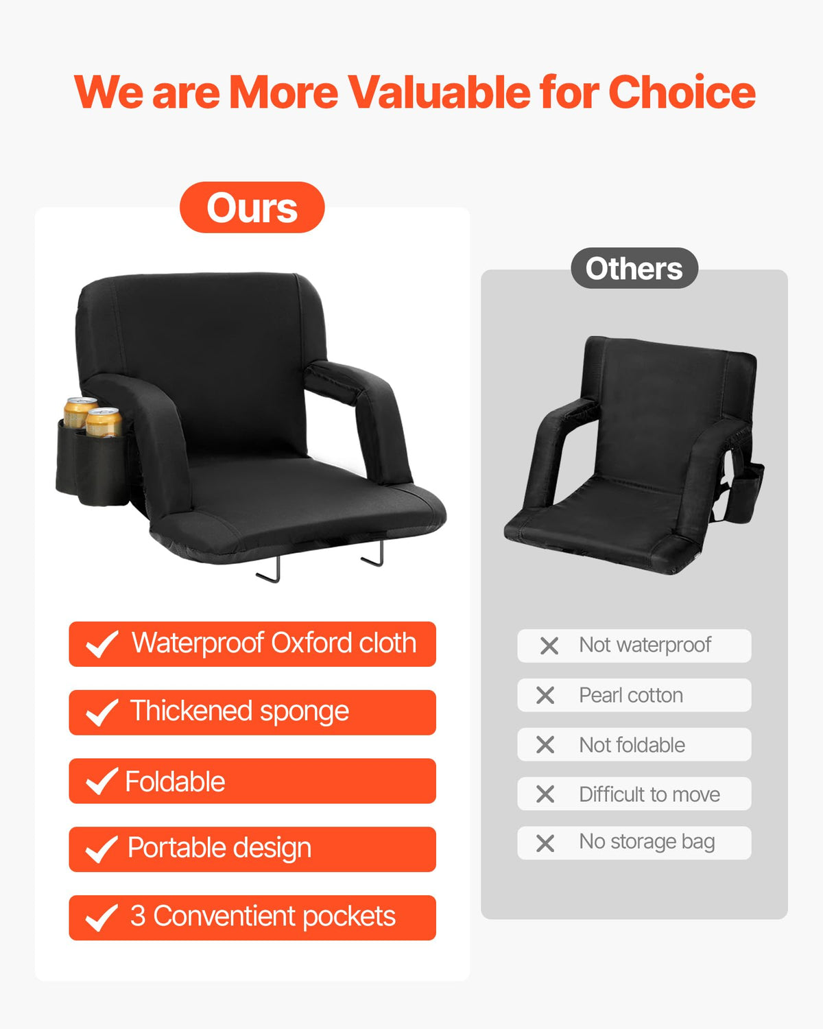 Folding Padded Stadium Seat with Cupholder O17271