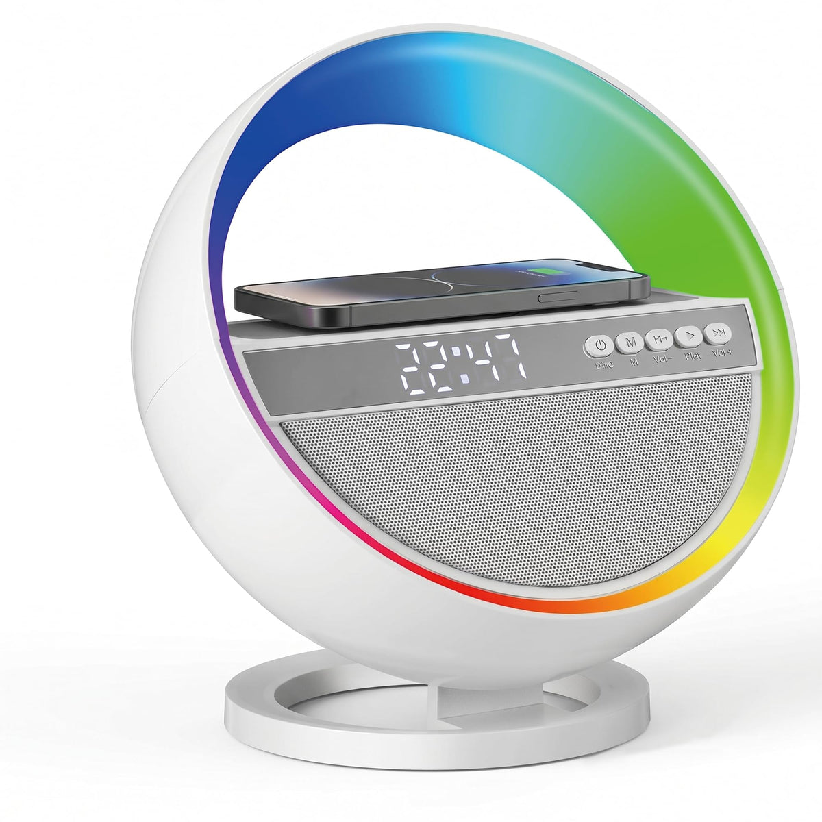 6-in-1 RGB LED Table Lamp with Bluetooth Speaker & Wireless Charging I151